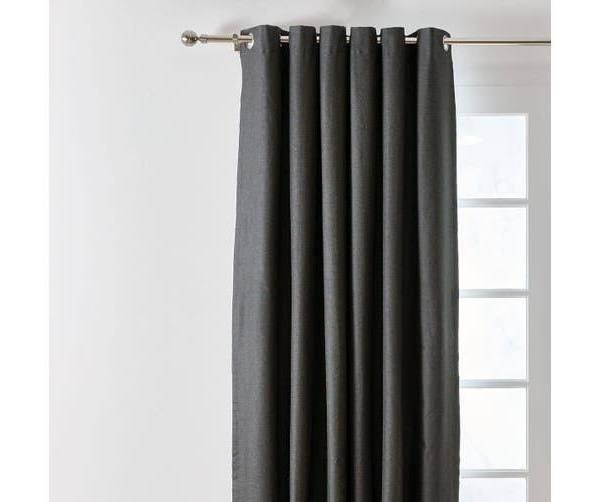 Kmart Stockholm Wide Width Curtain-Charcoal