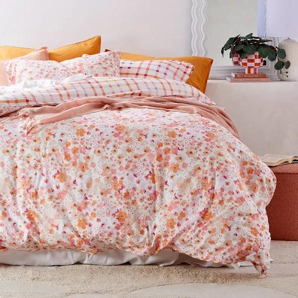 Habitat Milani Floral Reversible Quilt Cover Set Orange King Bed Quilt Cover Set