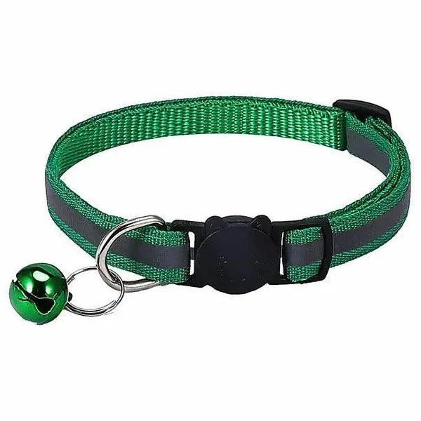 Cat Collar Reflective with Safety Release Breakaway Buckle Kitten Puppy Pet Bell - Apple Green