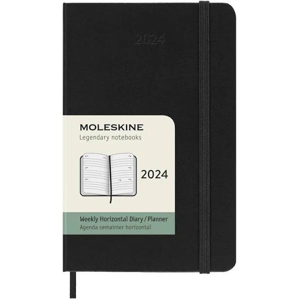 Moleskine 2024 Weekly Horizontal Pocket Diary Hard Cover Black