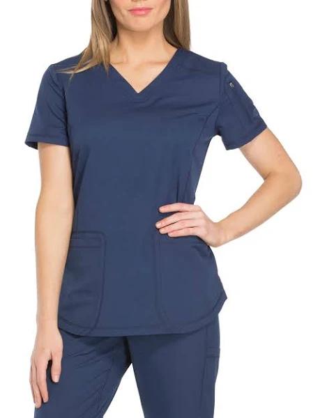 Dickies DYNAMIX Women Scrubs Top V-Neck DK730, XS, Navy