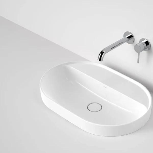 Caroma Liano II 600mm Pill Inset Basin with Tap Landing (0 Tap Hole) – White - 853100W