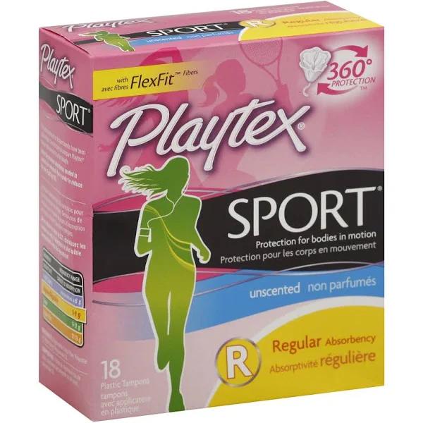 Playtex Sport Tampons, Unscented - 18 count