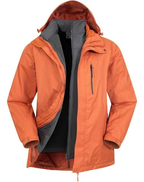 Mountain Warehouse Bracken Extreme 3 in 1 Mens Waterproof Jacket - Orange | Size XS