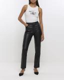 Rivere Island Straight Leg PU Pants in Black