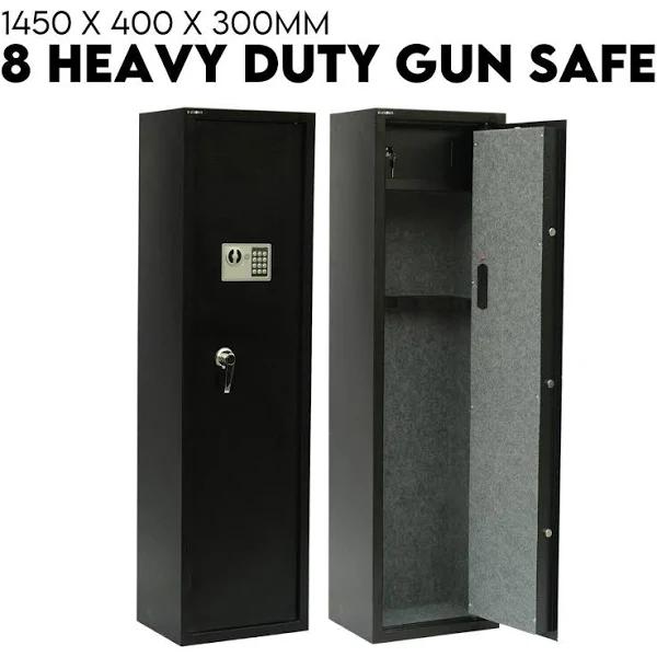 8 Gun Safe Firearm Rifle Storage Lock Box Steel Cabinet