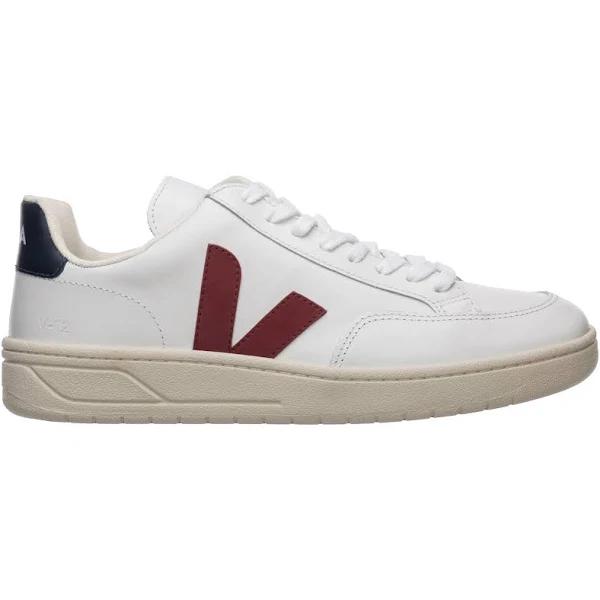 Veja White & Red Leather V-12 Sneakers