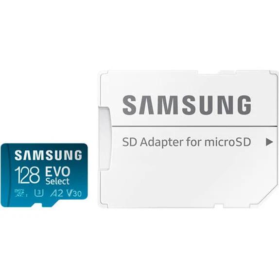 Samsung Evo Select Micro SD-Memory-Card + Adapter, 128GB microSDXC 130MB/s Full HD & 4K UHD, UHS-I, U3, A2, V30, Expanded Storage for Android