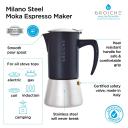 GROSCHE Milano Steel 10 Cup Stainless Steel Stovetop Espresso Maker Moka Pot - Espresso Coffee Maker Moka Espresso Greca Coffee Maker For Induction