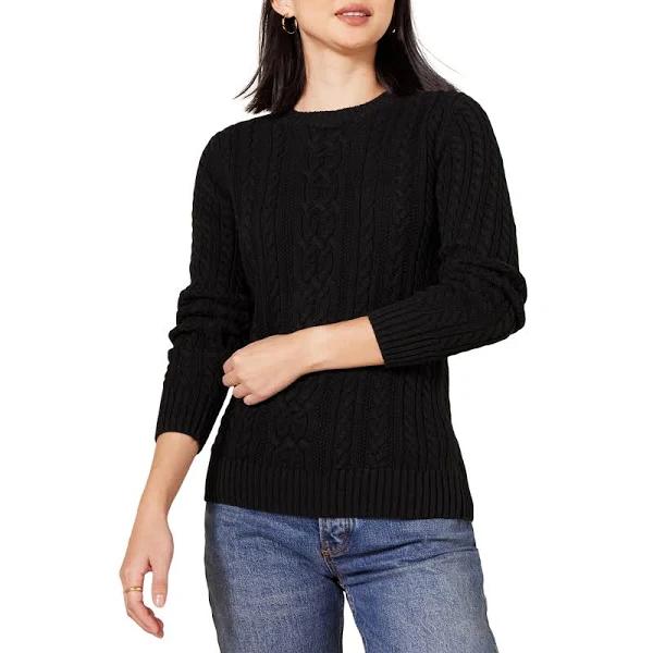 Amazon Essentials Women's Fisherman Cable Long-Sleeve Crewneck Sweater (Available in Plus Size)