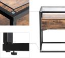 VASAGLE Rustic Brown and Black Tempered Glass Side Table With Drawer and Shelf