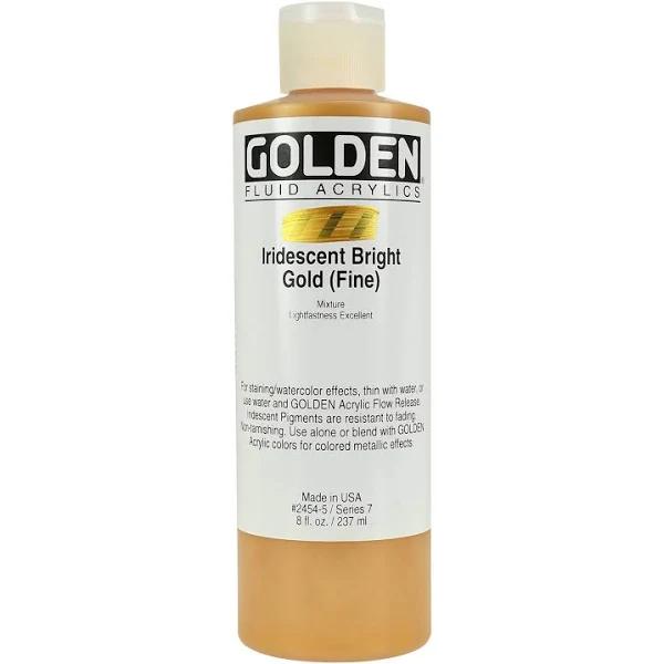 Golden : Fluid : Acrylic Paint : 237ml (8oz) : Iridescent Bright Gold (Fine)