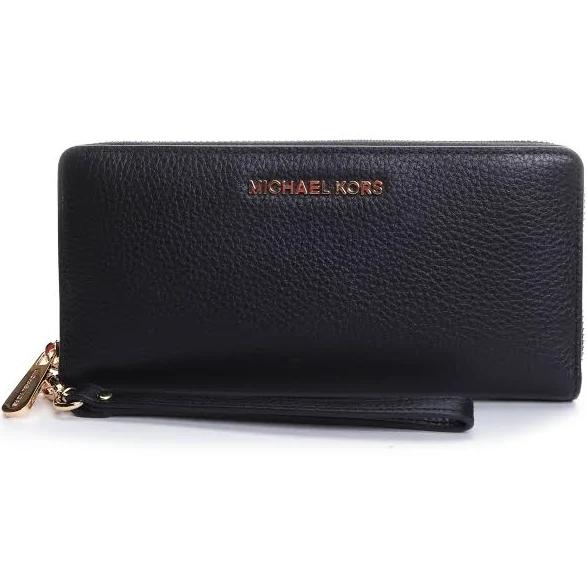 Michael Kors Bags | Michael Kors Jet Set Travel Continental Zip Wallet | Color: Black/Gold | Size: Large | Alemkors's Closet