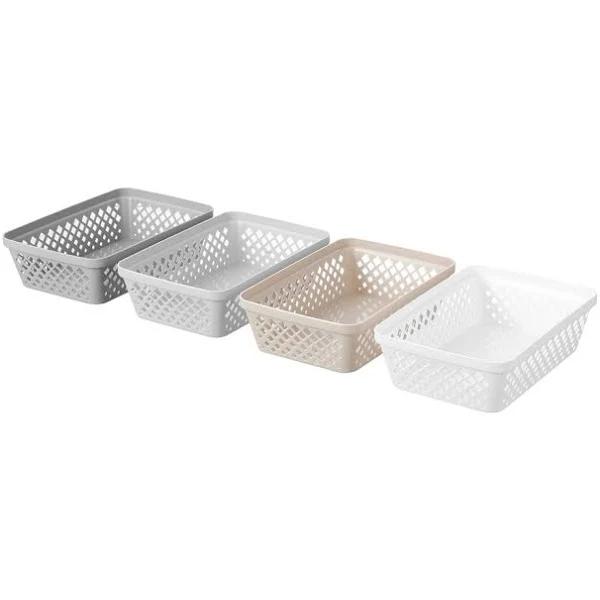 12 x Medium Plastic Diamond Storage Organiser Trays Baskets Containers Bin Crate 4 Assorted Storage Baskets Shelf Closet Pantry BPA Free