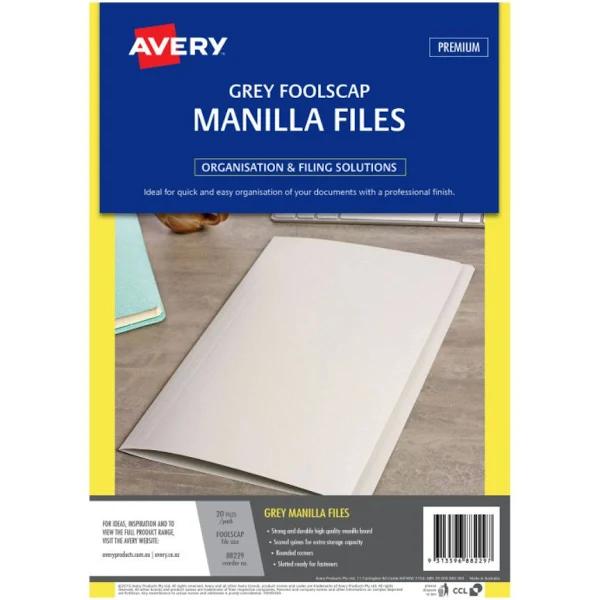 Avery Manilla Folder Foolscap Grey Pack of 20