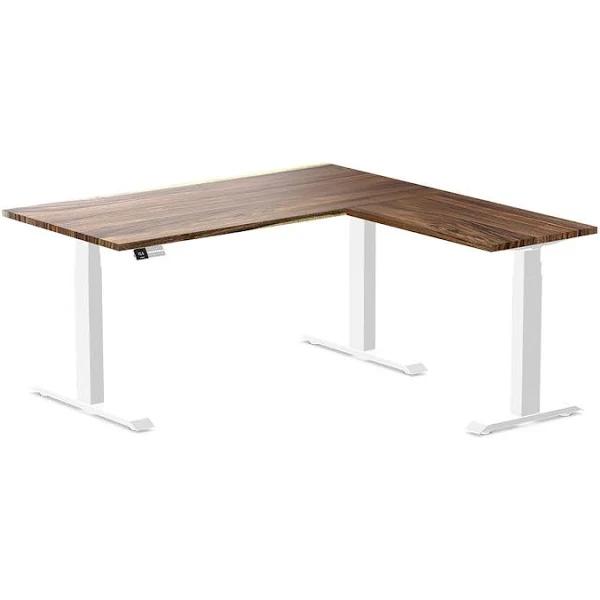 Desky Hardwood L-Shape Sit Stand Desk Saman / 1500x750x1550x500mm