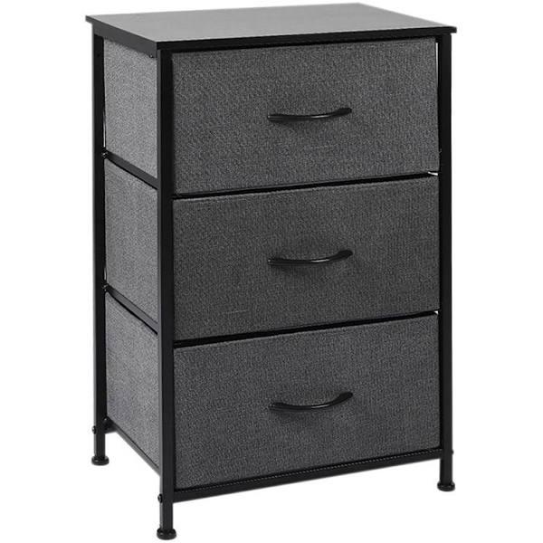 Levede - Storage Cabinet Tower Chest of Drawers Dresser Tallboy 3 Drawer - Dark Grey