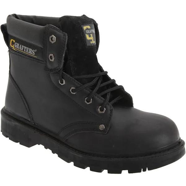 Grafters Mens Apprentice 6 Eye Safety Toe Cap Boots Black 9 UK