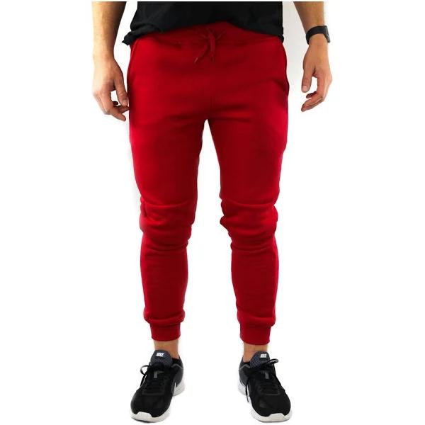 Riflessi Mens Skinny Track Pants Joggers Trousers Gym Casual Sweat Cuffed Slim trackies Fleece - Red - 3XL