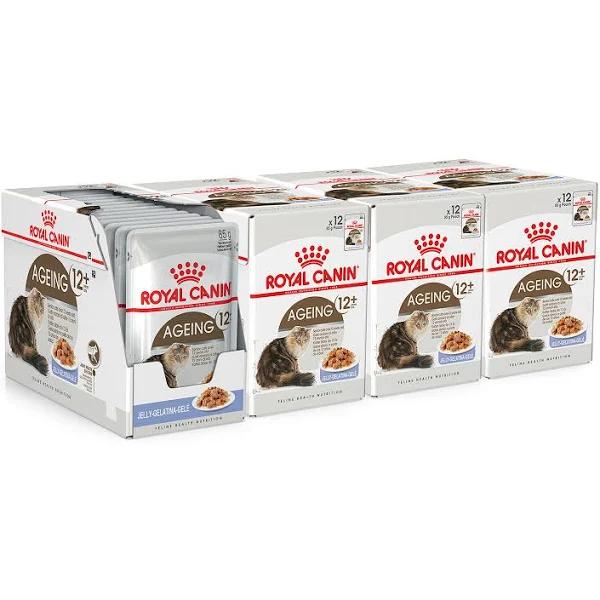 Royal Canin Ageing in Jelly 12+ Years Mature Senior Pouches Wet Cat Food 85g x 48 by Budget Pet Products