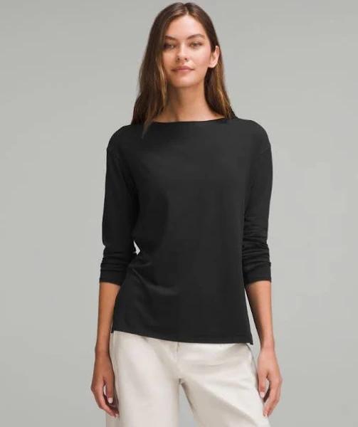 Women's Relaxed-fit Boatneck Long-Sleeve Shirt in Black Size 10 | by lululemon