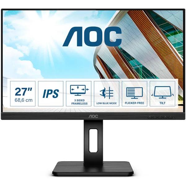 AOC Q27P2Q LED Display 68.6 cm (27") 2560 x 1440 Pixels Quad HD Black