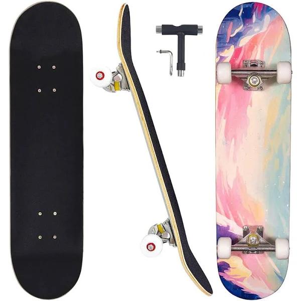 CAPARK Skateboards For Beginners Adults Youths Teens Kids Girls Boys 31 Inch Pro Complete Skate Boards 7 Layer Canadian Maple Double Kick Concave