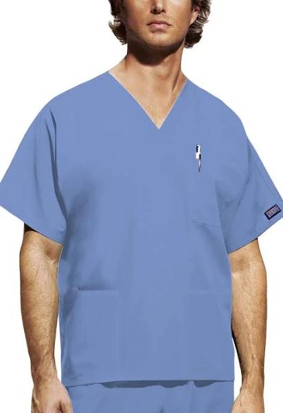 Cherokee Workwear 4876 Scrubs Top Unisex V-Neck Ceil Blue