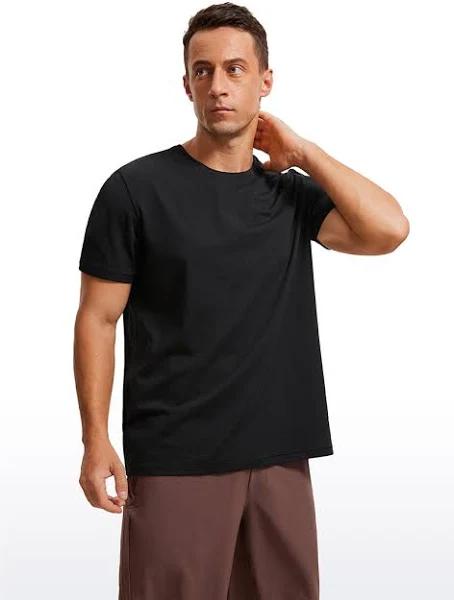 CRZ Yoga Men's Running Classic Fit Shirts Quick Dry Short Sleeves Black / L