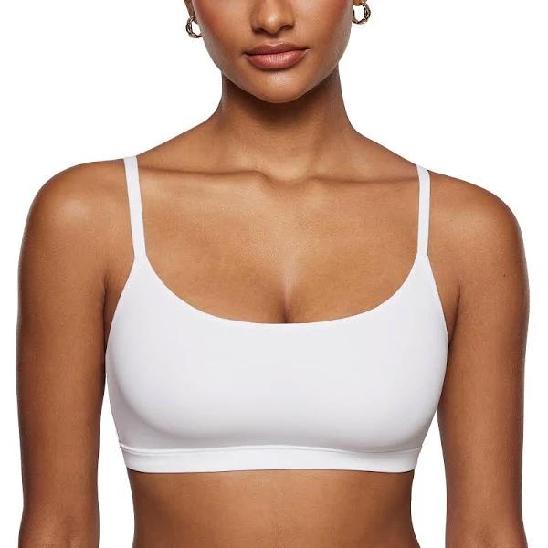 Scoop Neck Cami Bralette / White / L