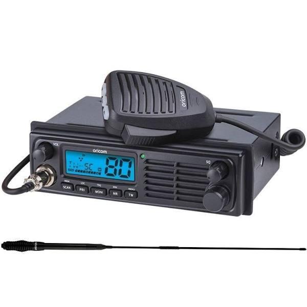 Oricom UHF098 DIN Size 5 Watt UHF CB Radio and ANU220 6.5dBi Black UHF CB Antenna (UHF098VP)