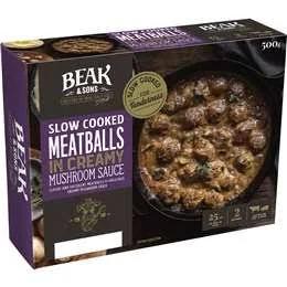 Beak & Sons Slow Cooked Meatballs in Creamy Mushroom Sauce 500g