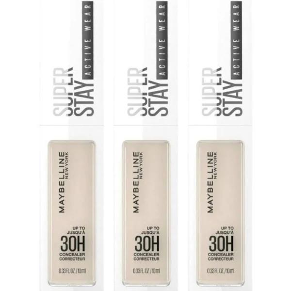 Maybelline Superstay Active Wear 30HR Concealer 10ml - 10 Fair x 3