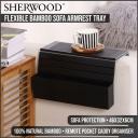 Sherwood Home Flexible Bamboo Sofa Armrest Tray With Remote Pocket Caddy Organiser