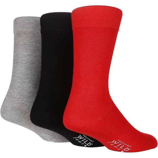 Mens Plain Bamboo Socks | 3 Pair Multipack | Sock Shop WILDFEET | Breathable Colourful Socks For The Summer - Red / Grey Size Large - AfterPay &