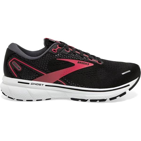 Brooks Ghost 14 Womens Wide, 10 / BLACK/CORAL/WHITE 091