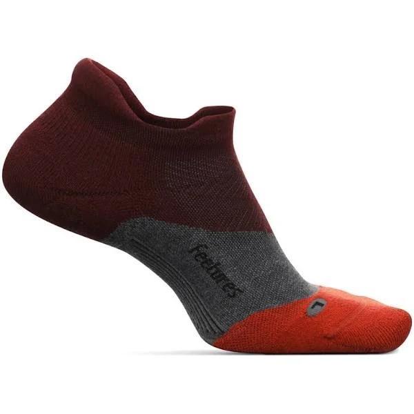 Feetures Elite Max Cushion No-Show Tab Sock, The Running Company, Dark Cherry / x Large