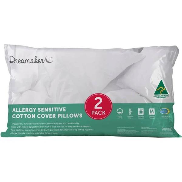 Dreamaker Allergy Sensitive Cotton Cover Pillow 2 Pack