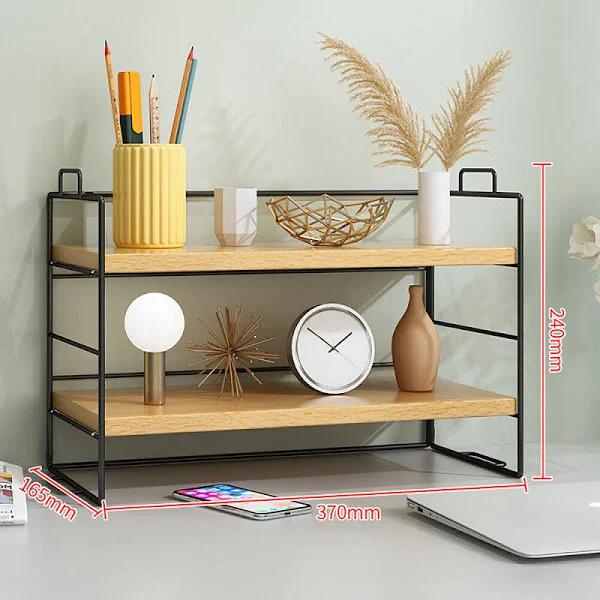 Stackable Desktop Storage Rack Shelf Desk Bookshelf Organizer Table Shelving 2 Tiers