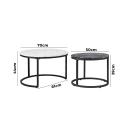 Oikiture Set of 2 Coffee Table Round Nesting Side End Table White & Black