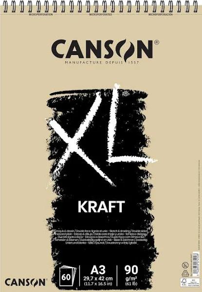 Canson : XL : Kraft : Spiral Pad : 90gsm : 60 Sheets : A3