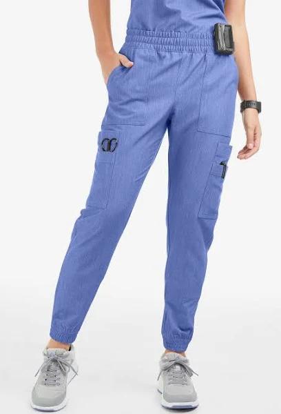 Movement by Butter-Soft Cephei Women's 11-Pocket Jogger Scrub Pants - Petite in Electric Blue Heather | Size S Polyester/rayon/spandex