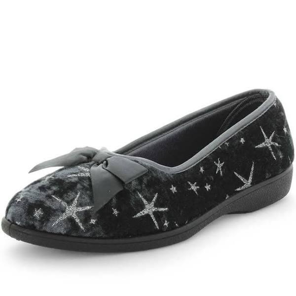 Panda Emilyn Printed Velour Vcourt & Bow Flexible Comfy Women's Slippers