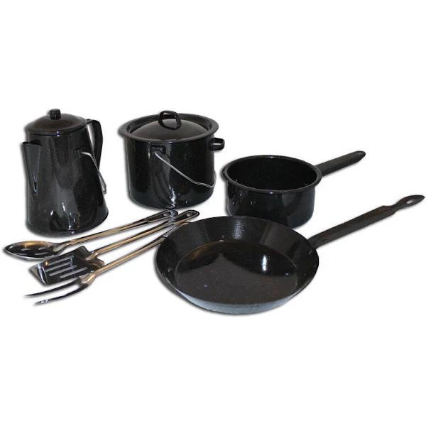 Ozark Trail 8pc Enamel Camping Cookware Set, Enamel Cooking Set,