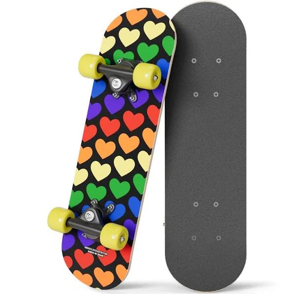 Kids Beginner Mini Skateboard From Rude Boyz - Learn Skateboarding in Style - Mini Wooden Cruiser Board Cool Graphics For Boys & Girls 3-5 Years - 17”