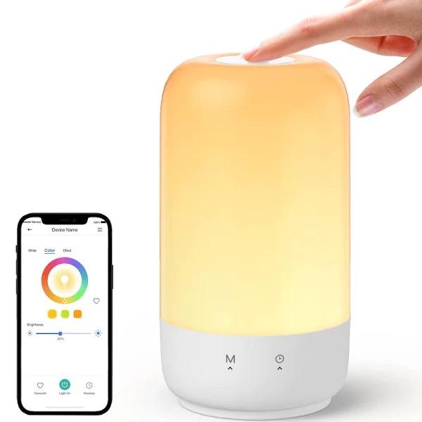 Meross Smart Wifi Table Lamp, Support Apple HomeKit, Alexa and Google Assistant, LED Bedside Lamp with Tunable White and Multi-Color, Nightstand