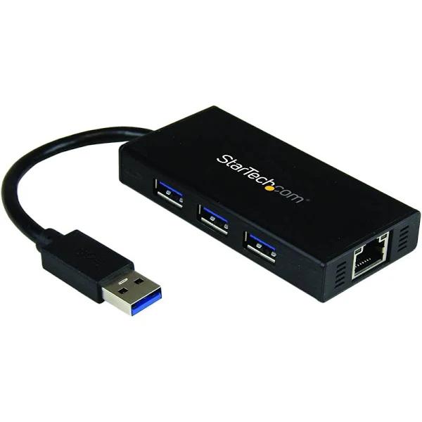 StarTech 3 Port Portable USB 3.0 Hub With Gigabit Ethernet Adapter