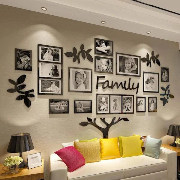 CrazyDeal Family Tree Wall Decal Picture Frame Collage 3D DIY Stickers Decorations Art for Living Room Home Decor Gallery Large