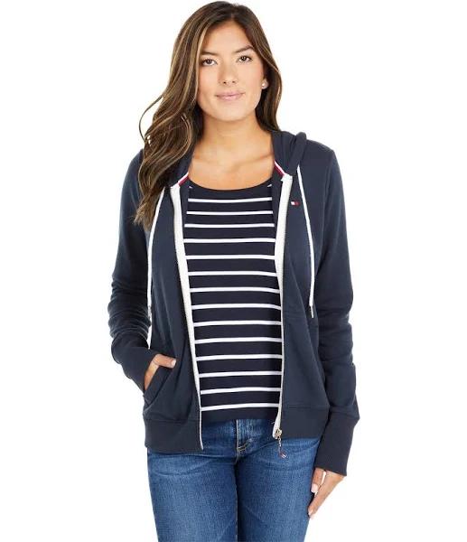 Tommy Hilfiger Women's Sweatshirt and Hoodie Sky Captain Pocket Zip-Up Hoodie M