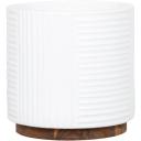 Lotus 250 x 250mm White Large Round Ribbed Ceramic Pot